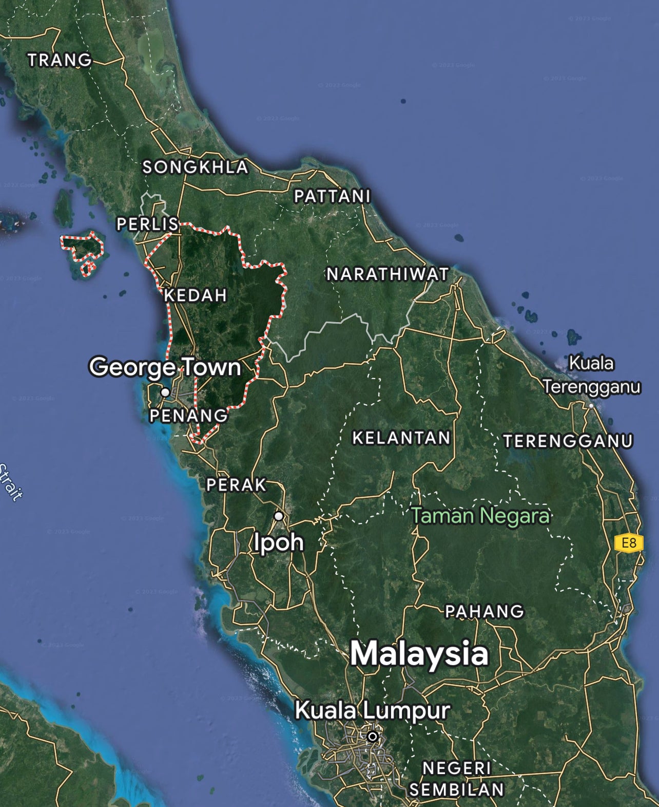 Map showing kedah area in Malaysia