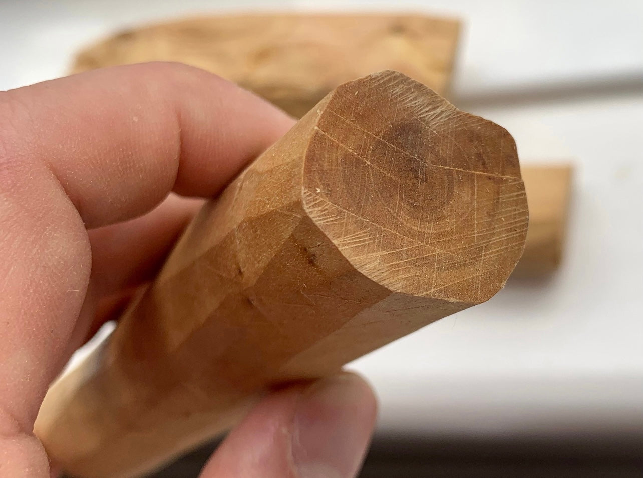 Man holding a log of wild Indonesian sandalwood