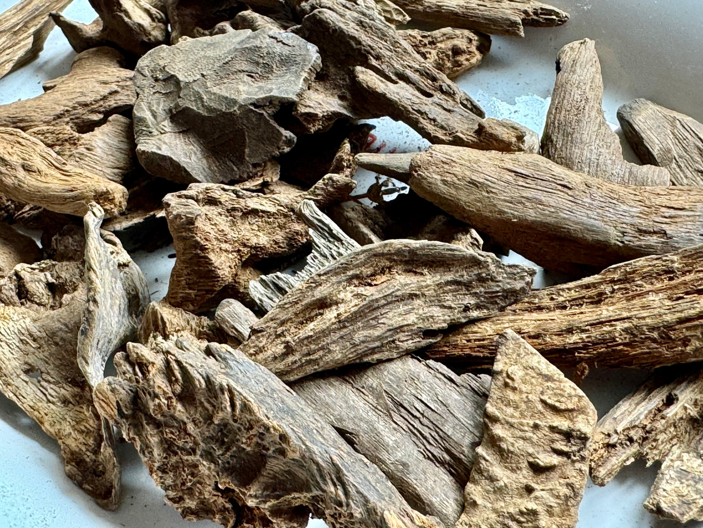 Wild soil philippine Agarwood chips on a plate