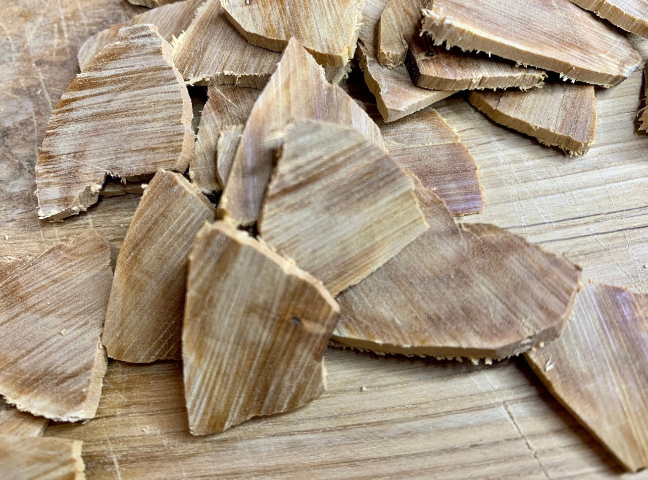 Pieces of East Timor, a Sandalwood chips on a tray