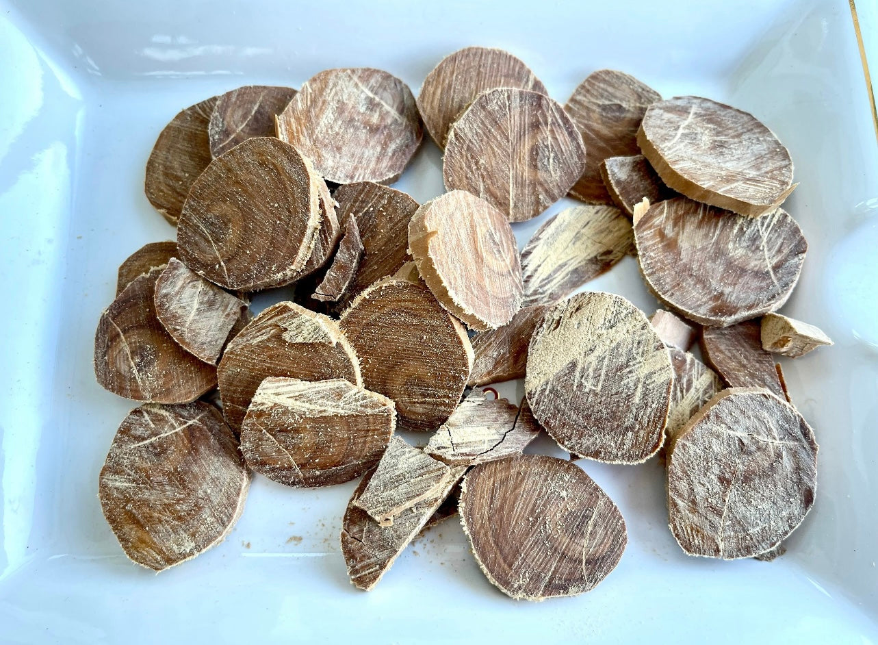 Wild Java Sandalwood chips on a plate