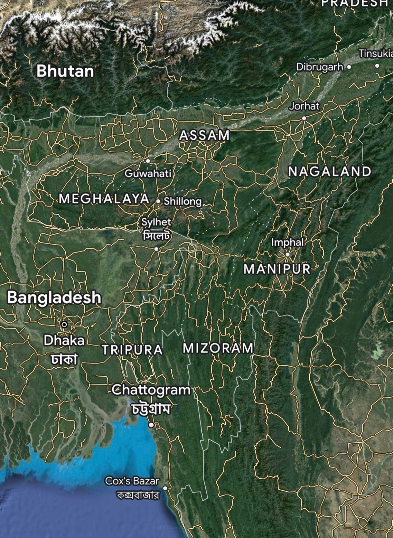 A map of India showing Mizoram