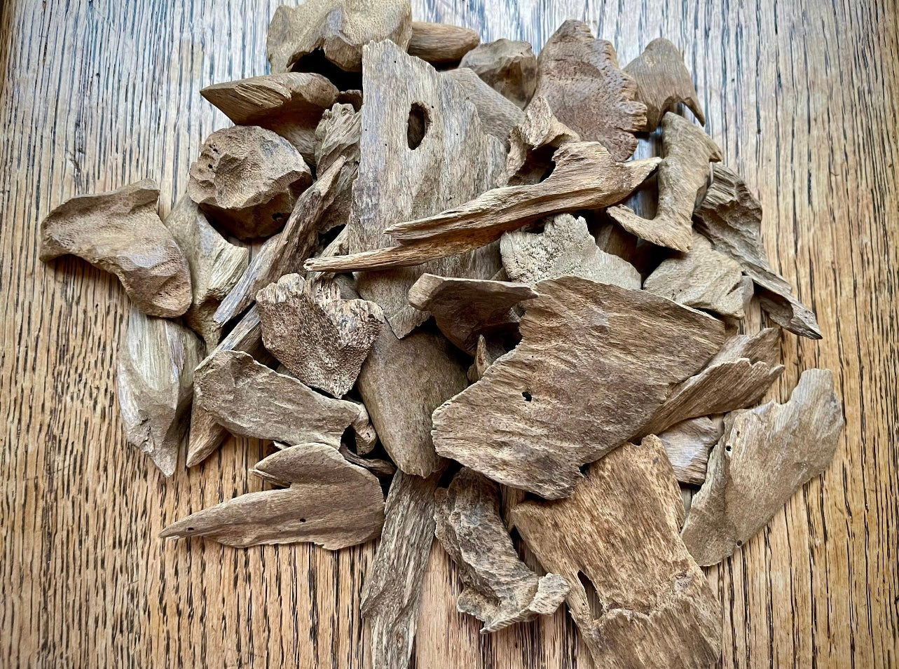 Collection of Papua Agarwood on a table