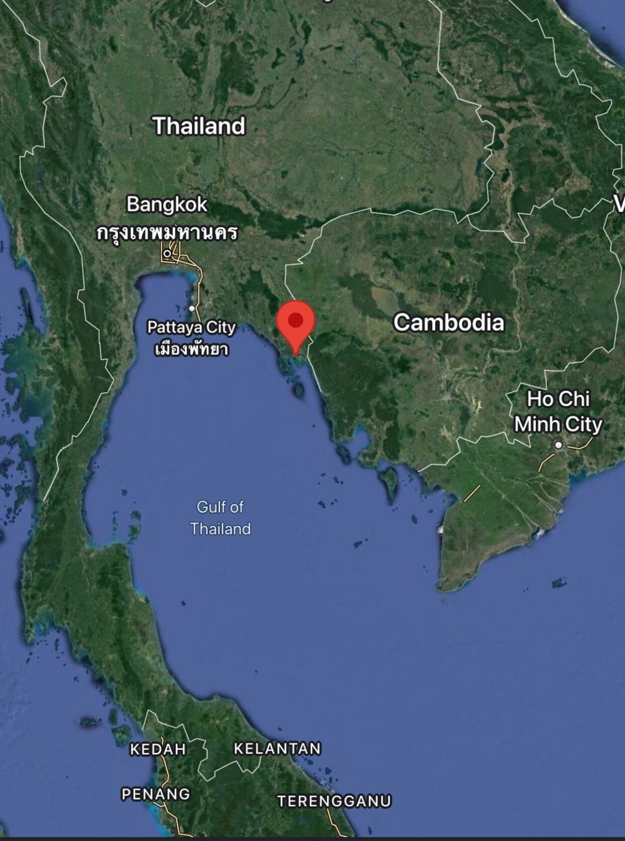 A map of Trat in Thailand